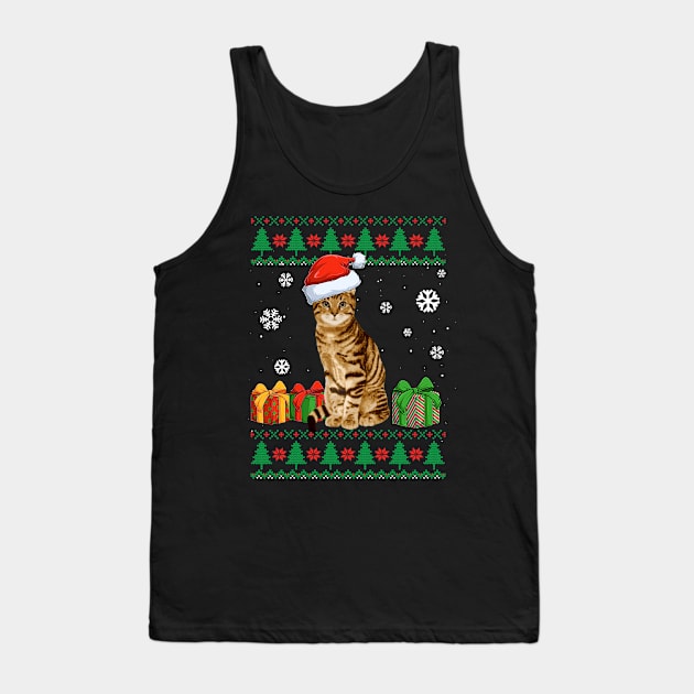 Funny Cat Cute Cat Santa hat Ugly Christmas Sweater Tank Top by TeeBlade